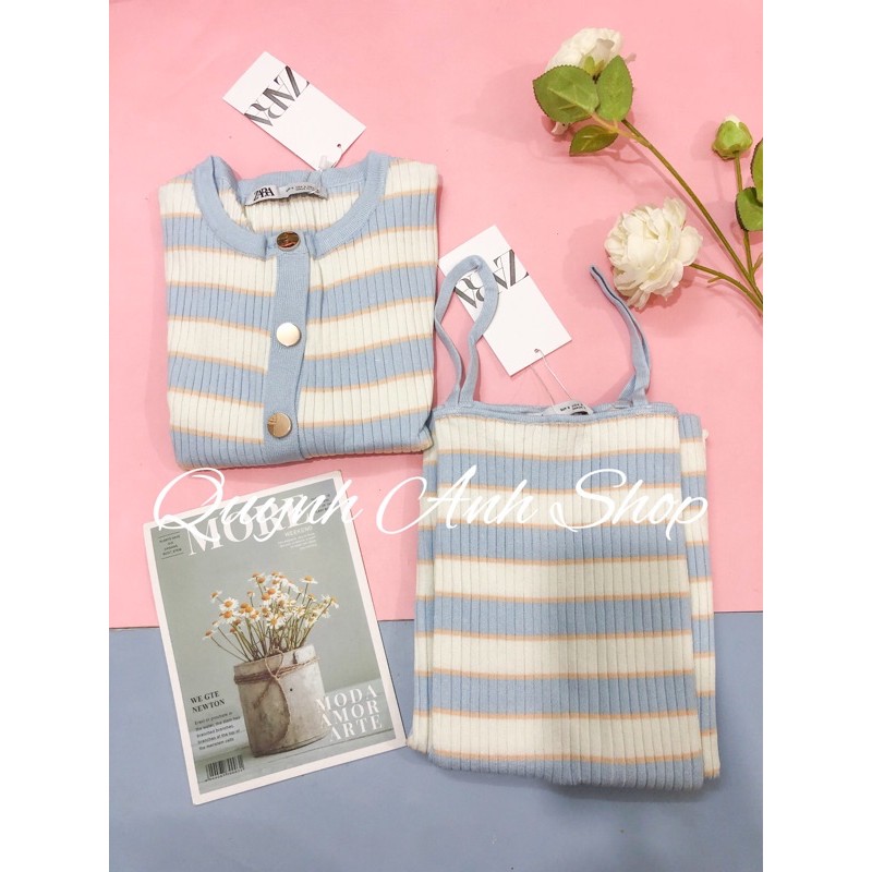 [ORDER-ẢNH THẬT] Set Váy 2 dây/ Cardigan len Zara xuất xịn