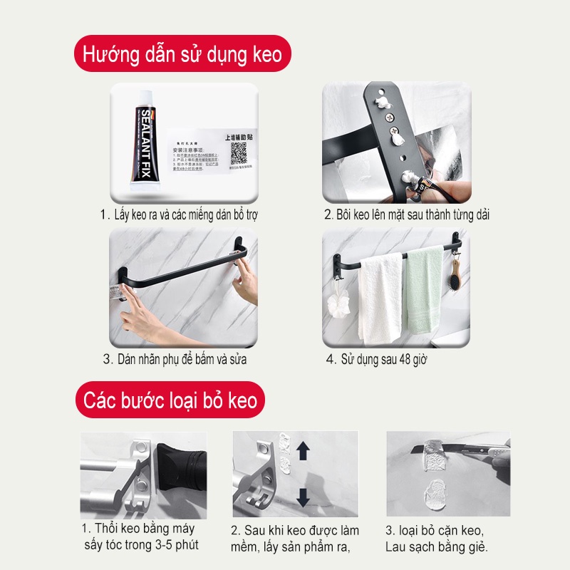 Giá treo khăn gắn tường GUANCHUANG không cần khoan thiết kế tiện dụng