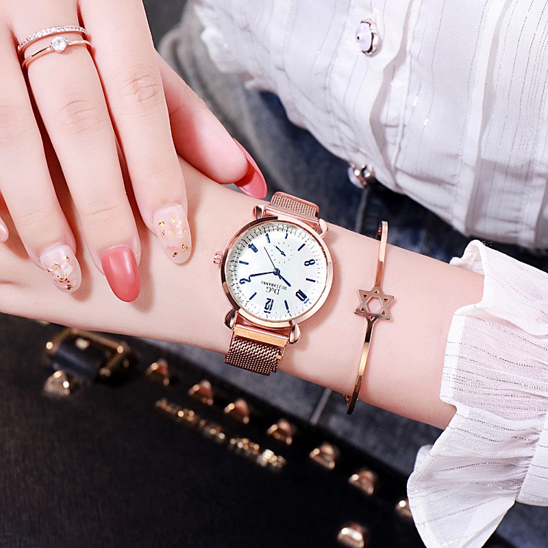 Đồng hồ thời trang nữ D&amp;G dây nam châm vĩnh cửu, mặt số dể dàng xem giờ, vát cạch cực đẹp