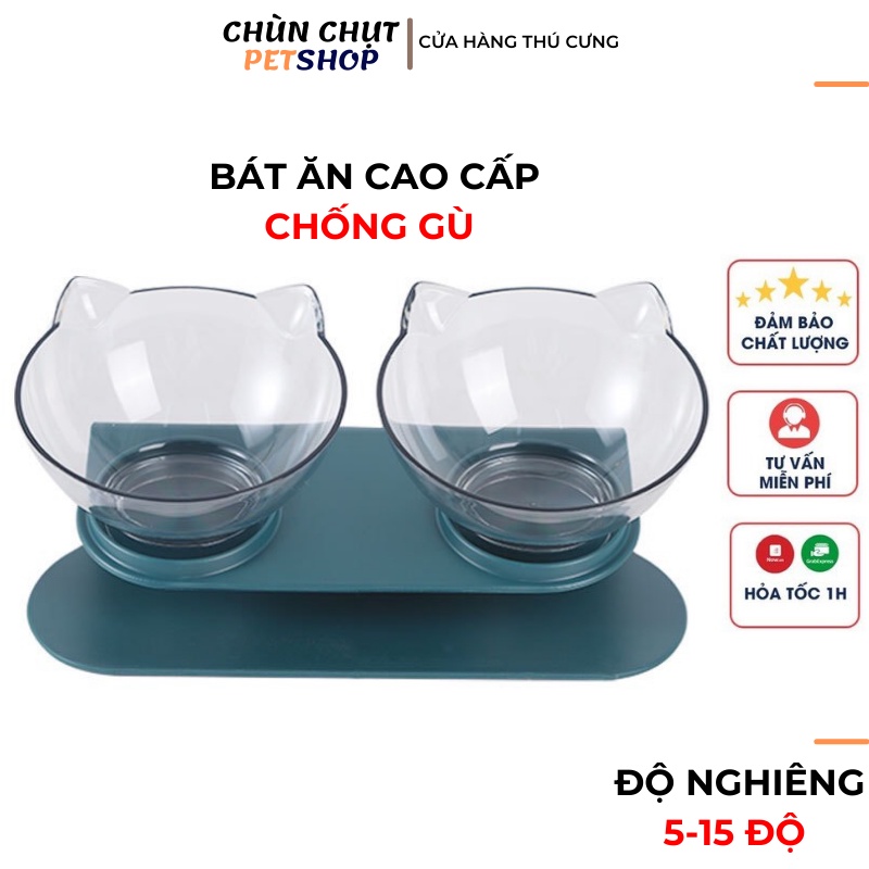 Bát ăn chống gù cho Chó Mèo hai ngăn - Tránh tác động xấu lâu dài lên hệ cơ xương