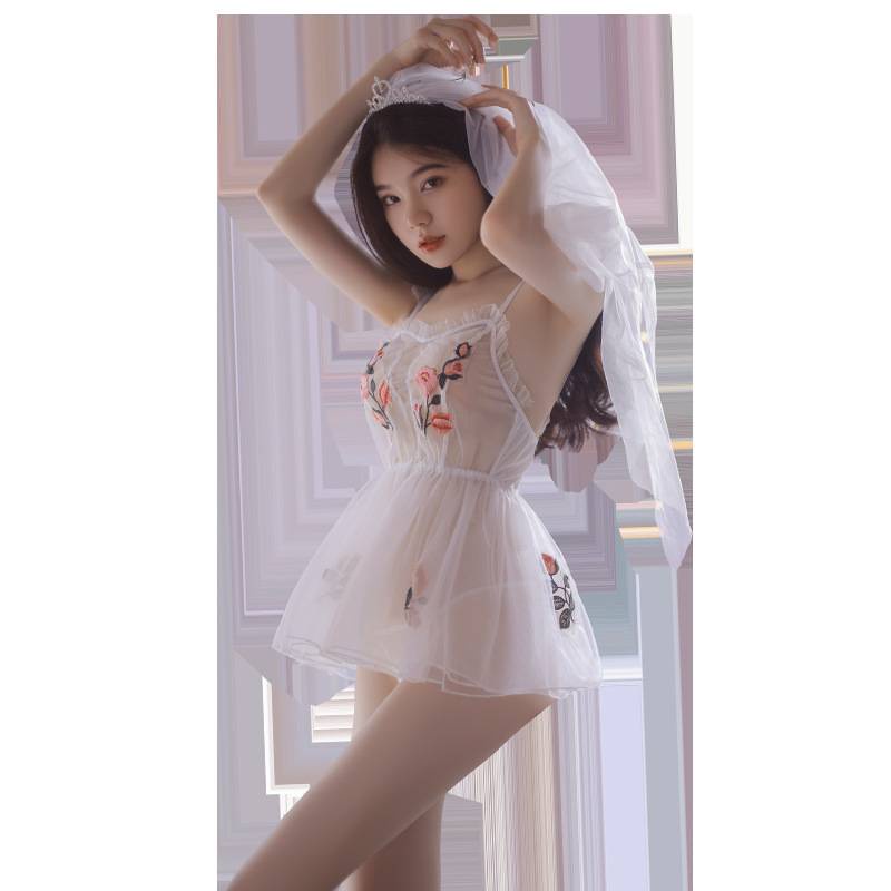 Bộ Đồ Lót Ren Màu Trắng / Đen Thêu Họa Tiết Quyến Rũ Cho Nữ