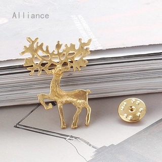 Alliance Pin cài áo hình sừng mạ vàng phong cách Giáng sinh dành cho nữ