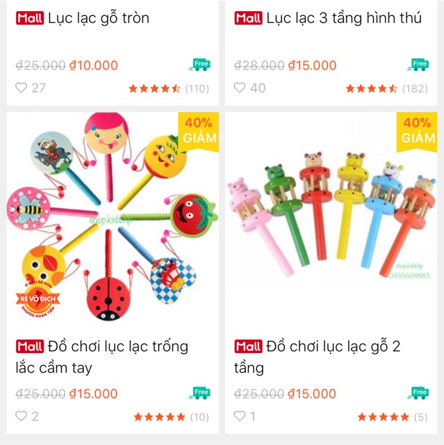 Combo 4 lục lạc gỗ