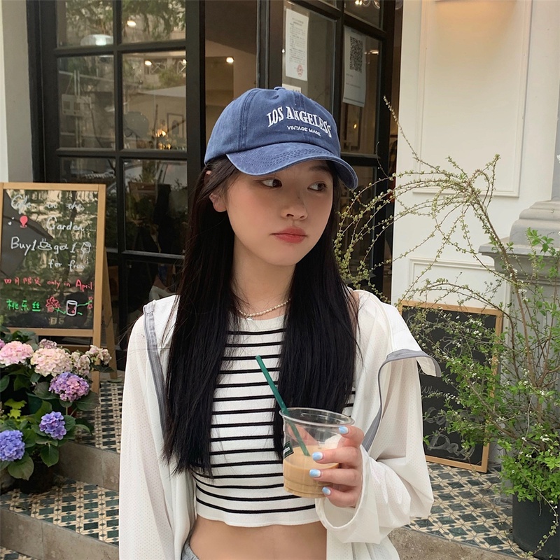 Mũ Lưỡi Trai Mềm Thêu Chữ Los Angeles Phong Cách Hàn Quốc