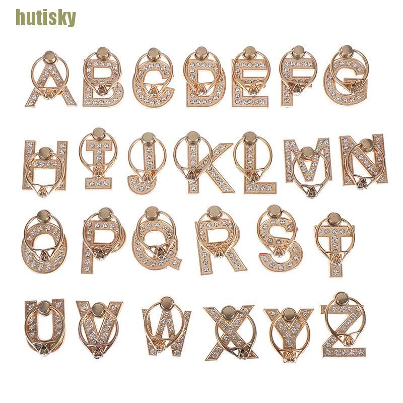 hutisky Diamond metal letter finger ring smartphone stand holder mobile phone holder CDH