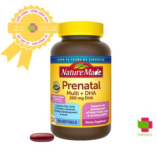 (Hà Nam) Vitamin tổng hợp bầu Nature Made Prenatal Multi + DHA, Mỹ (150v) bổ sung dinh dưỡng, DHA cho mẹ bầu và sau sinh