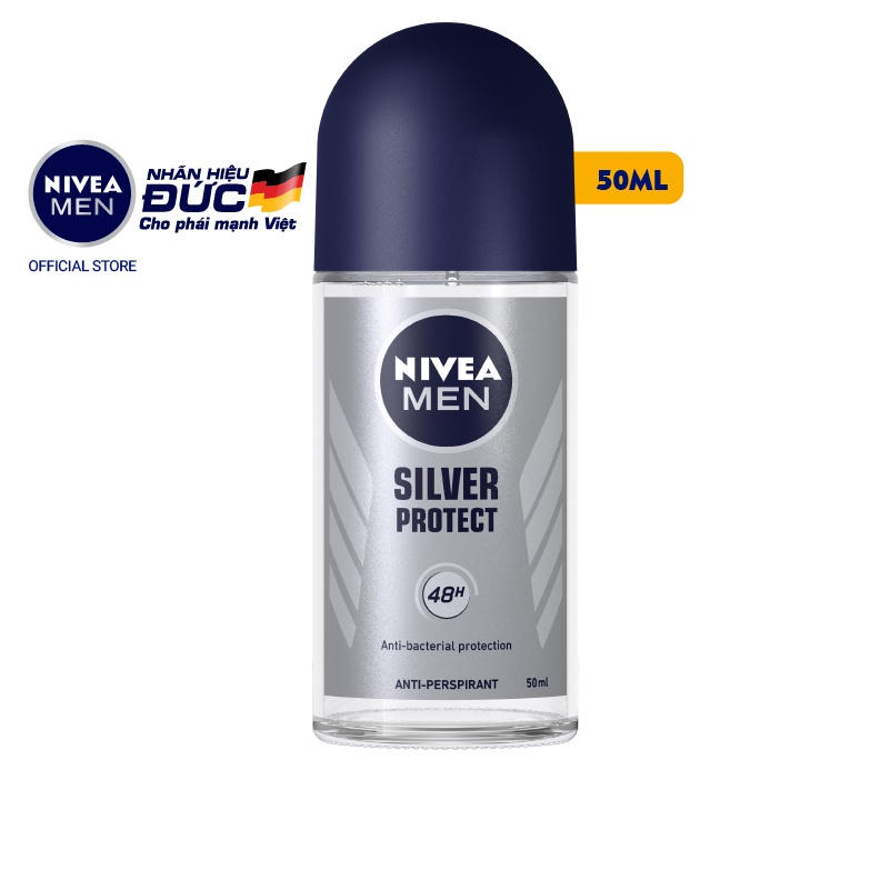 Bộ 6 lăn ngăn mùi Nivea Men phân tử bạc ngăn khuẩn gây mùi vượt trội 50ml - 83778