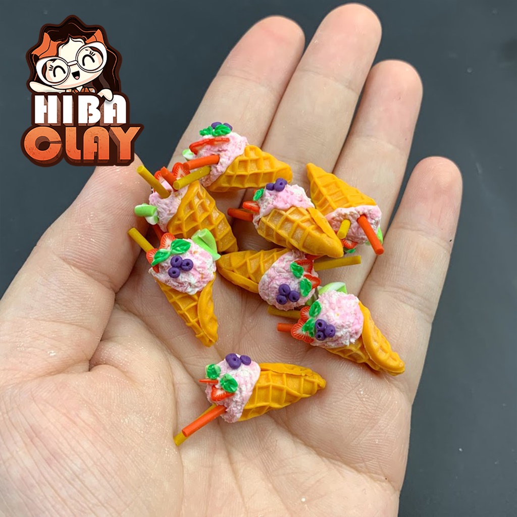 Kem ốc dâu tây Mini Food tí hon, đồ ăn mini mô hình cho búp bê DIY, đất sét trang trí mô hình, dollhouse