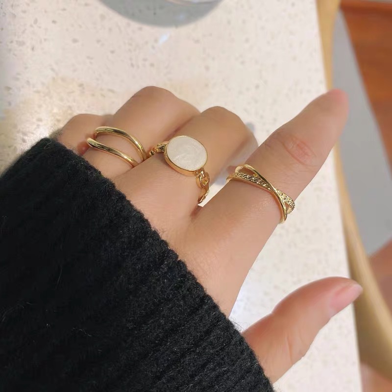 Set Nhẫn Ba Món Thời Trang Cá Tính Cho Nữ