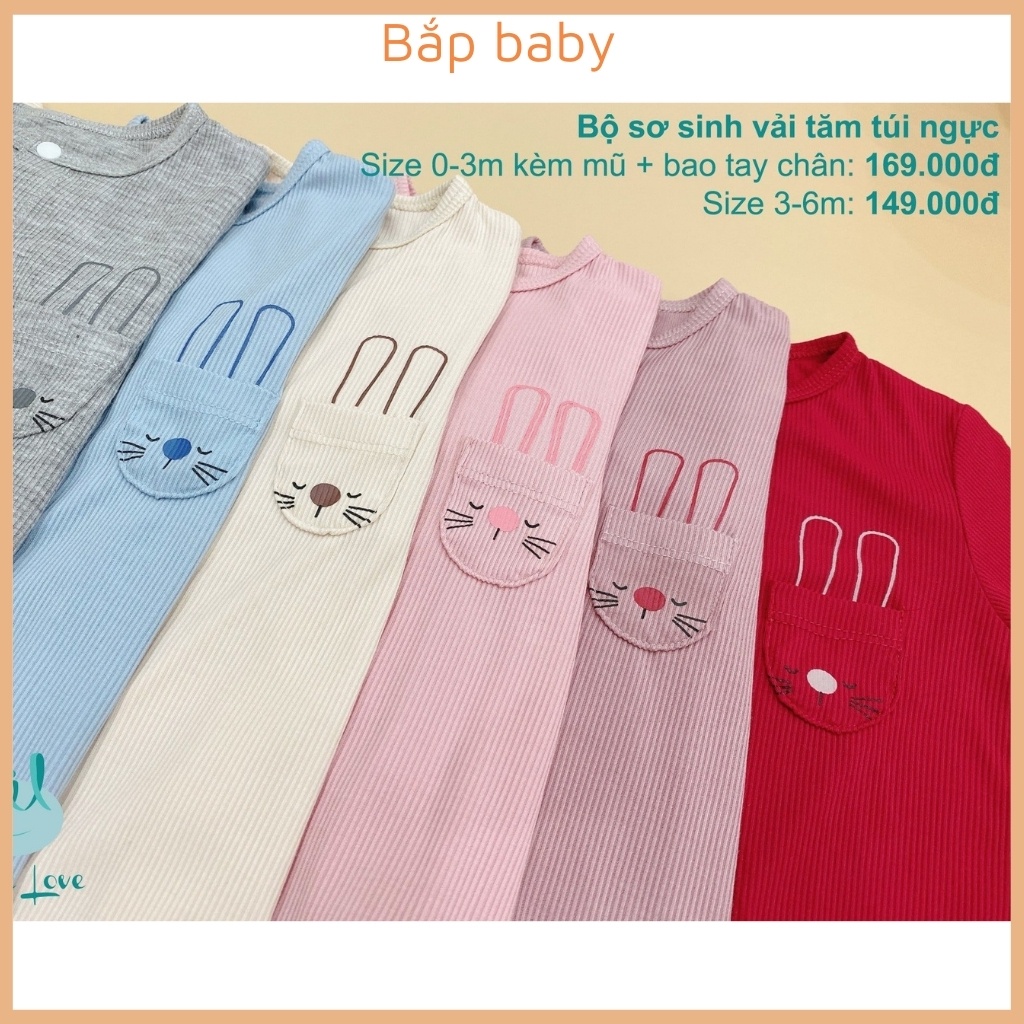 Quần áo sơ sinh bé gái bé trai mùa hè LITTLE LOVE bộ sơ sinh dài tay cài lệch, cài thẳng, body, thun tăm, size 0 6 tháng