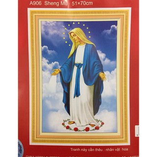 Tranh thêu chữ thập đức mẹ ban ơn a906-51x70cm