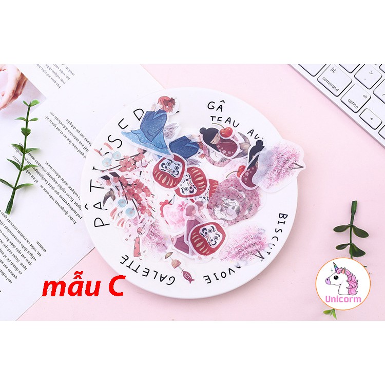 set 40 sticker ngộ nghĩnh phong cách nhật bản - trang trí sổ tay,  sổ planner