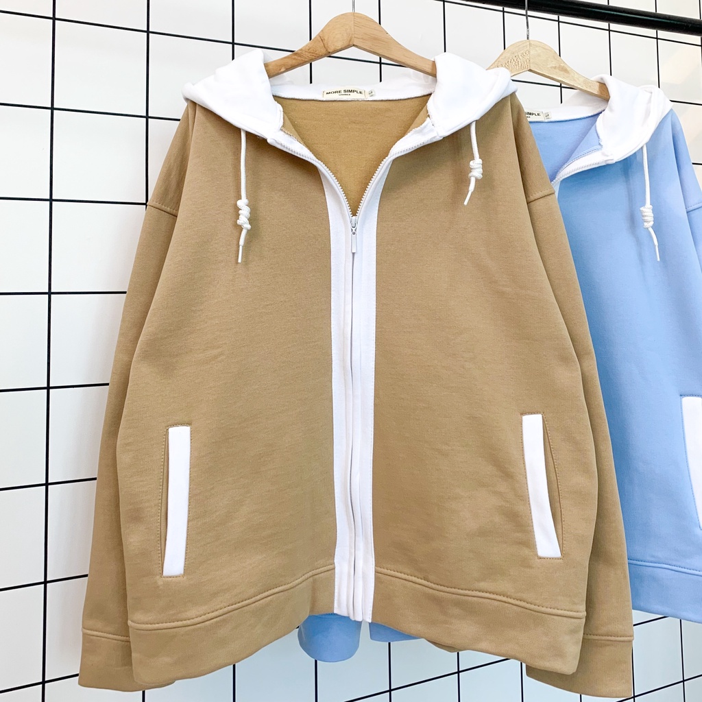 Áo Khoác Hoodie Form Rộng Phối Zip Unisex Zet Vải Nỉ Bông Dày - Tuni Store