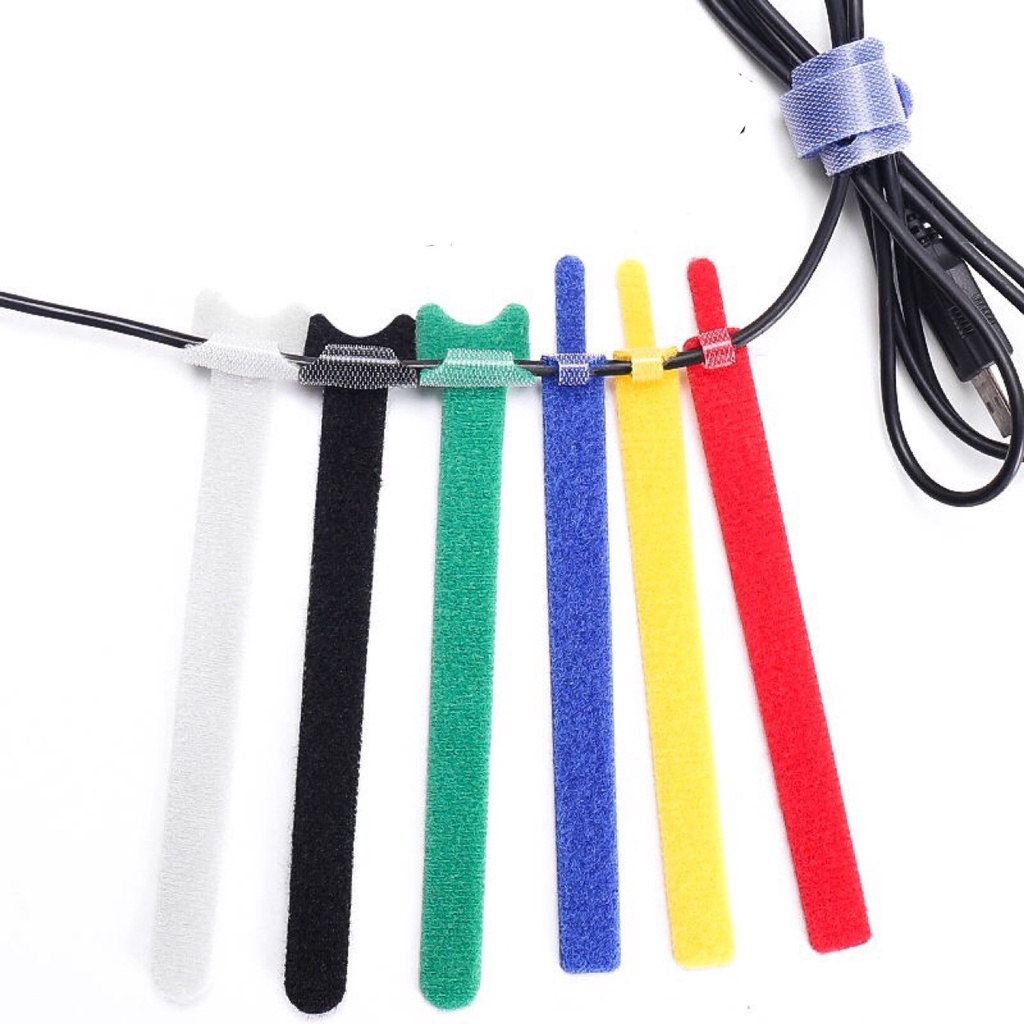 Dây Dán Velcro 2 Mặt Đa Năng  - Dài 15cm, 10 chiếc/set - Buộc Gọn Dây Cáp Sạc Điện Thoại, Máy Tính, Tai Nghe