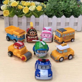 ♕8Pcs Mini Pull Back Cartoon Cars Vehicle Set Robocar Poli Baby Educational Toys