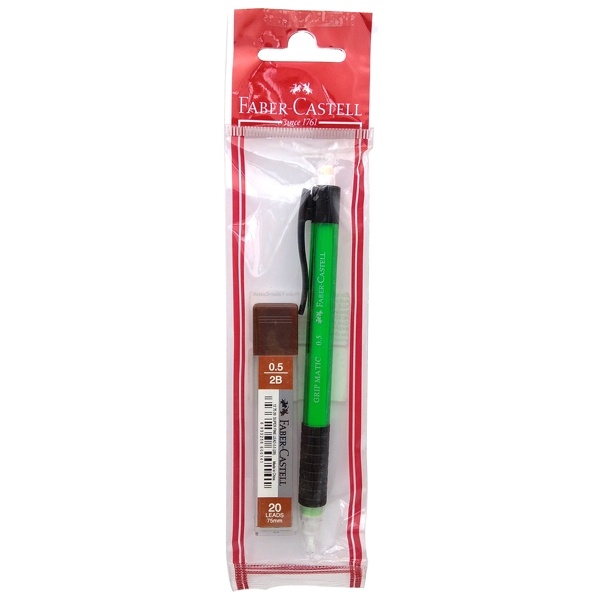 Vỉ Bút Chì Bấm HB 0.5 mm Grip Matic + Ruột Chì Faber-Castell 133800P (Mẫu Màu Giao Ngẫu Nhiên)