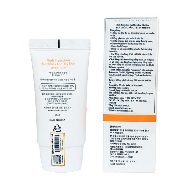 Kem Chống Nắng Kiềm Dầu Medic S Sunblock SPF50+ 50ml