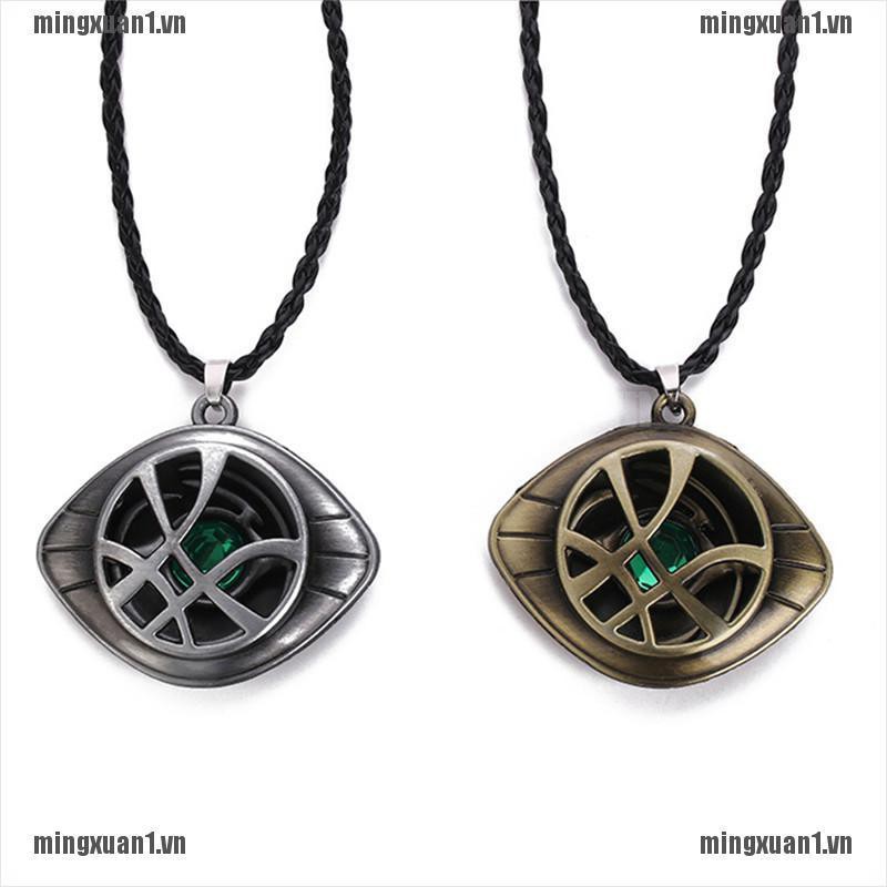 MINONE Antique Doctor Strange Crysta Necklace Agamotto Eye Pendant Leather Cosplay Jewelry