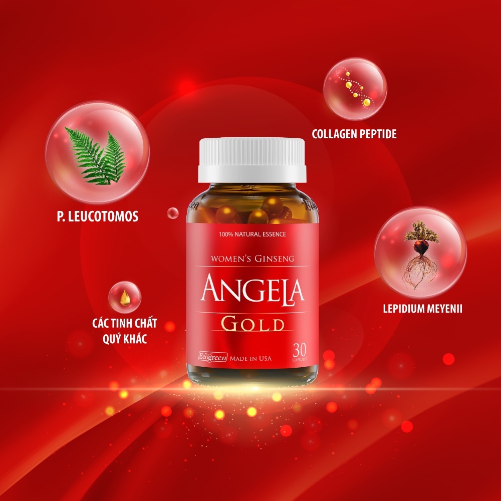 [CHÍNH HÃNG ĐỦ TEM] ANGELA GOLD - Viên uống sâm tăng cường sinh lý nữ, đẹp da, chống lão hoá, khó chịu (tiền) mãn kinh