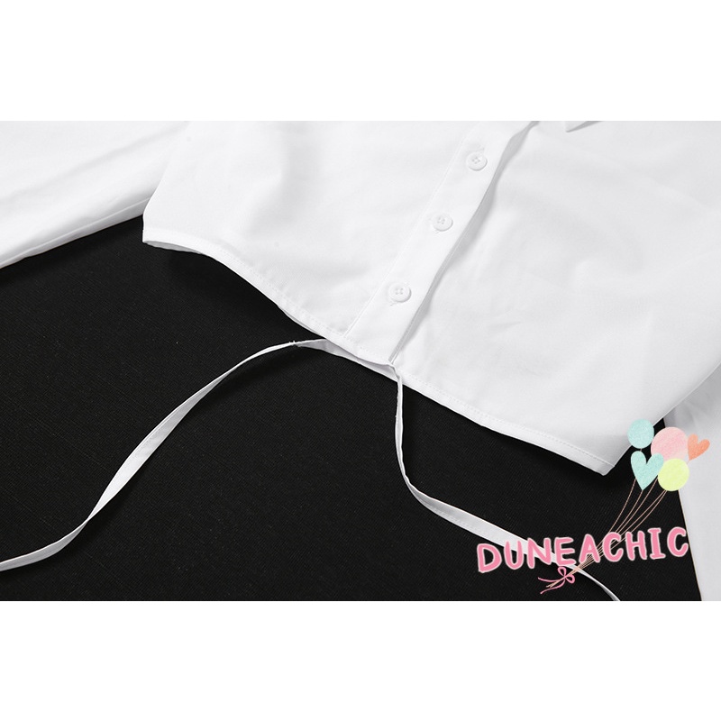 DUNEA Áo Sơ Mi Croptop Tay Dài Kiểu Dáng Trẻ Trung Cá Tính Cho Nữ
