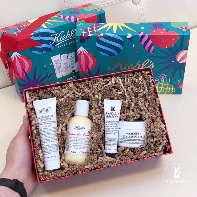 Bộ dưỡng da Kiehl’s Hydration Essentials Ultra Facial Cleanser 4 sản phẩm Bunny Beauty hàng đủ bill