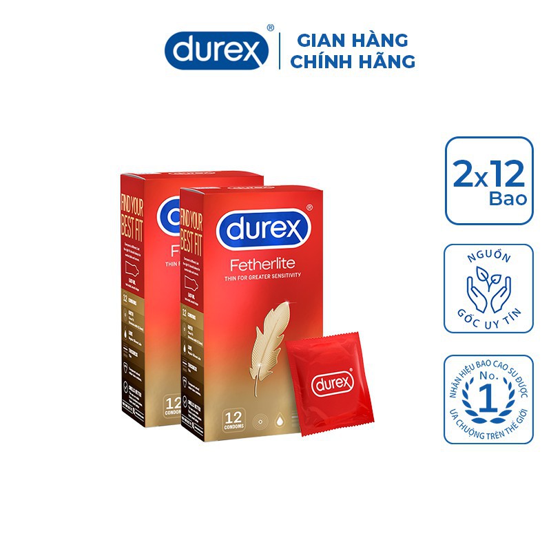 Bao Cao Su Durex Fetherlite 12 Bao ( che tên sản phẩm 100%)