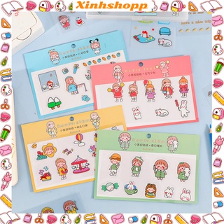 Set 4 Tấm Sticker Cô Gái Nhỏ Hhui (Còn Vàng + Xanh Lá)