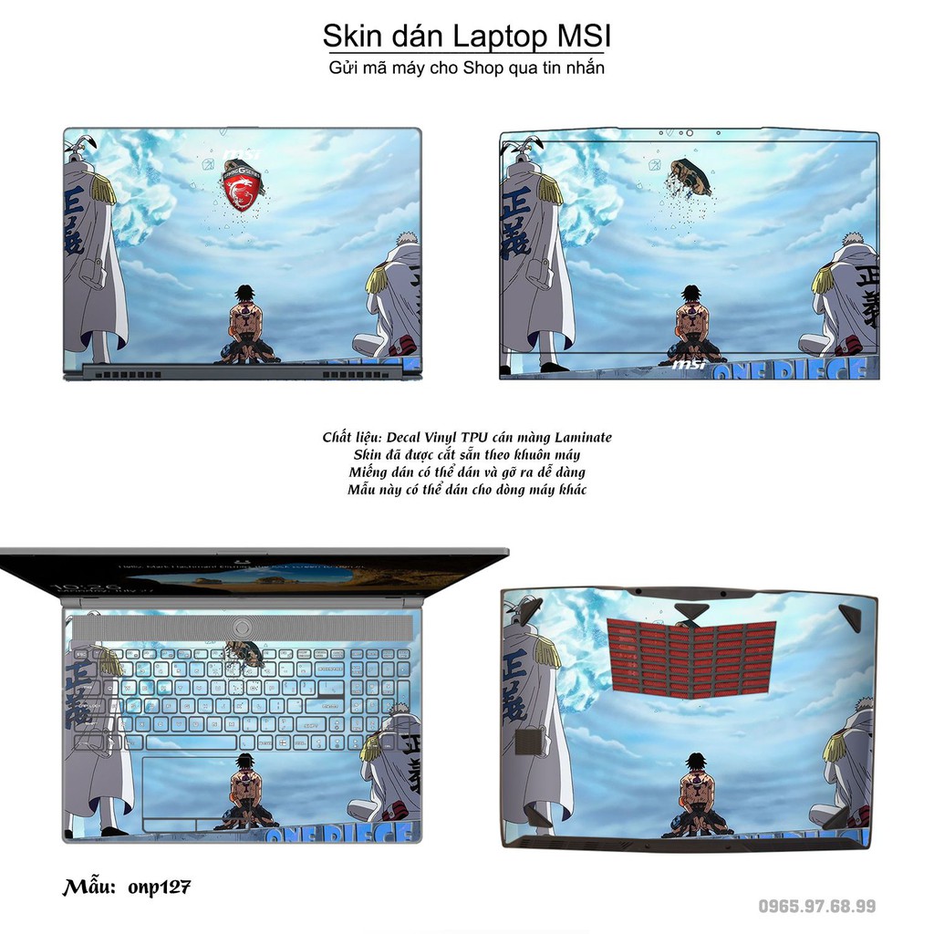 Skin dán Laptop MSI in hình One Piece nhiều mẫu 14 (inbox mã máy cho Shop)