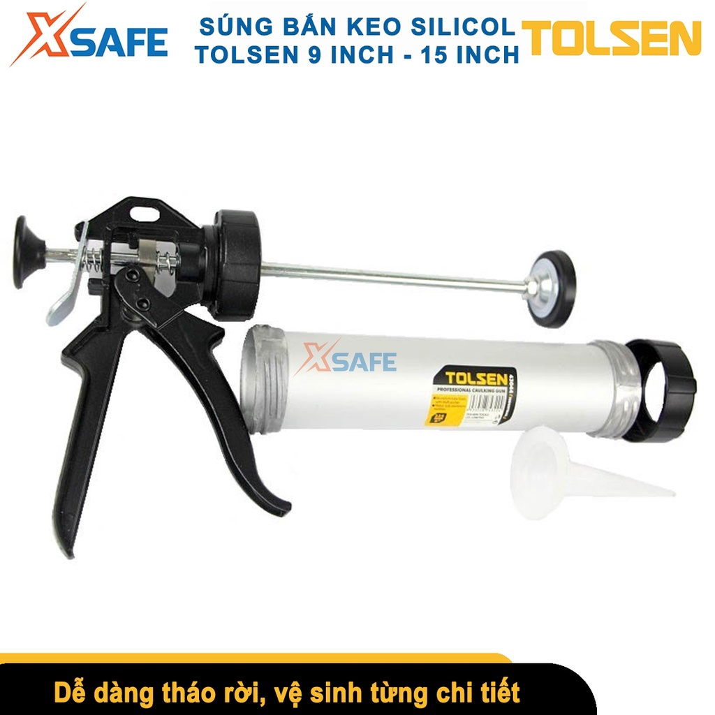 Ống bắn silicon TOLSEN 43044 - 43046, vỏ nhôm, kích thước 225mm - 375mm, chất liệu cao cấp [CHÍNH HÃNG][XSAFE]