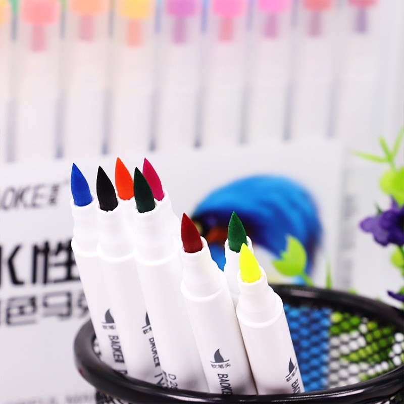 |ảnh thật test bút| Bút lông tô màu colorful marker pen dual 02 đầu BAOKE D289 dùng trong calligraphy hoặc vẽ tô BAOKE