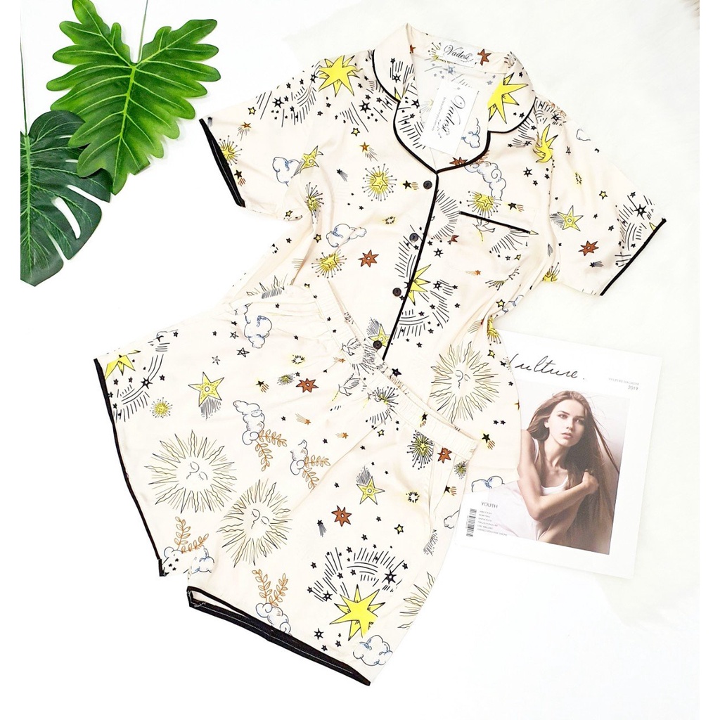 Bộ Đồ Ngủ Pijama Nữ Quần Đùi Tay Ngắn Lụa Cao Cấp Mặc Nhà Đẹp Mềm Mịn Thấm Hút Thoáng Mát – VADESI