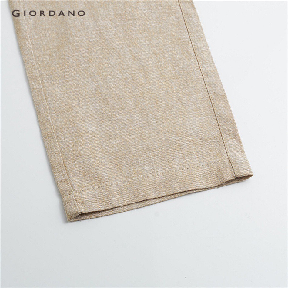 GIORDANO MEN Linen-cotton solid pants 01110339