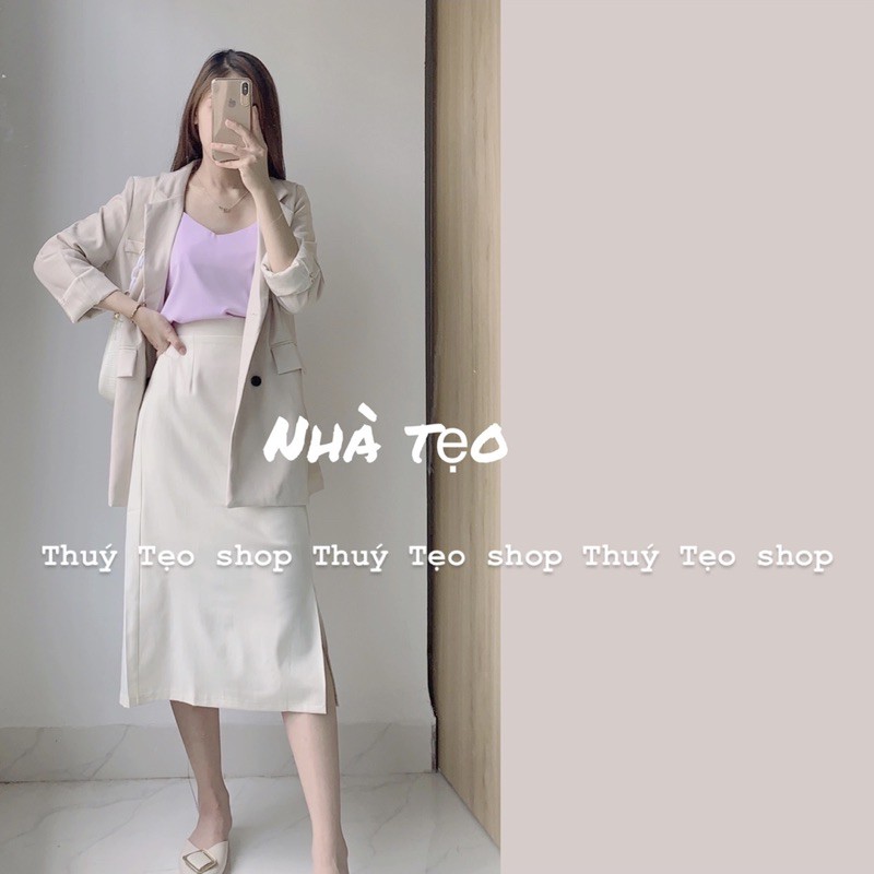 CHÂN VÁY TRƠN XẺ TÀ CẠP CHUN SAU - CHÂN VÁY TRƠN CV2904 | BigBuy360 - bigbuy360.vn