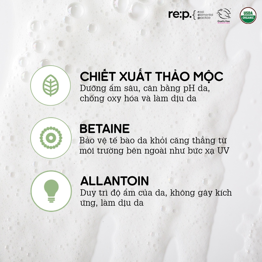 Sữa Rửa Mặt Rep Dưỡng Ẩm Dành Cho Mọi Loại Da Organic RE:P Natural Origin Gentle Pure Cleanser 100ml