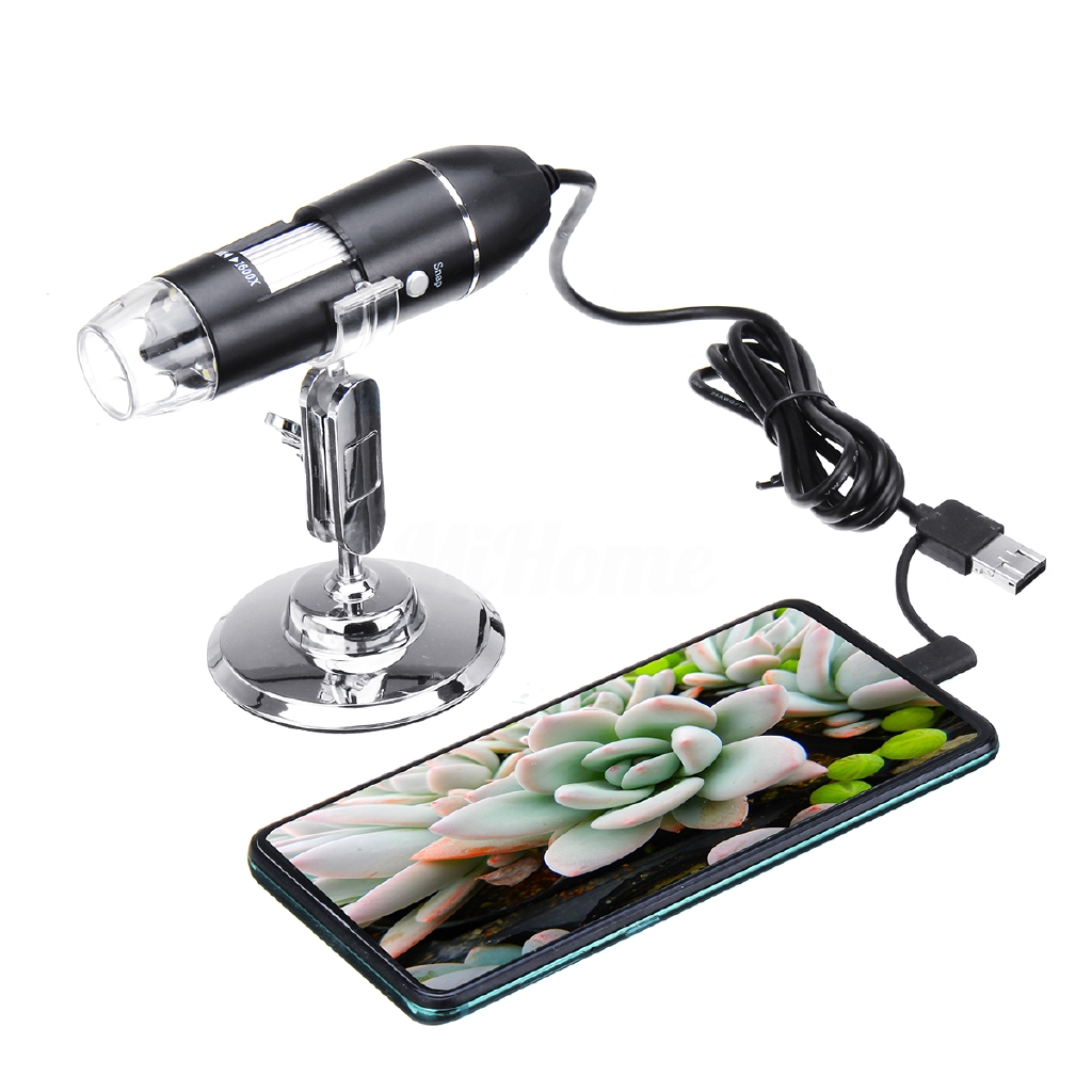 Kính hiển vi phóng ảnh 1600X/1000X/500X 3 trong 1 thiết kế cầm tay tích hợp 8 đèn LED có/không có đế đỡ tiện dụng