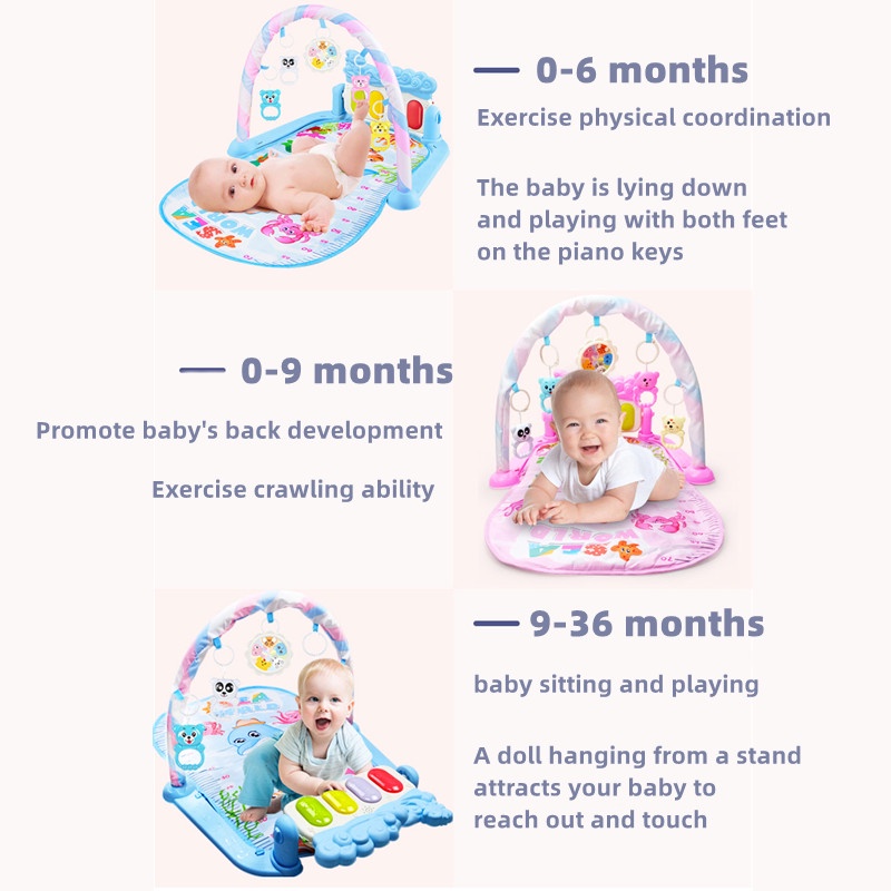 Thảm đồ chơi SABUY giáo dục tập thể thao có giá đỡ phát nhạc và bàn phím piano cho bé tập bò