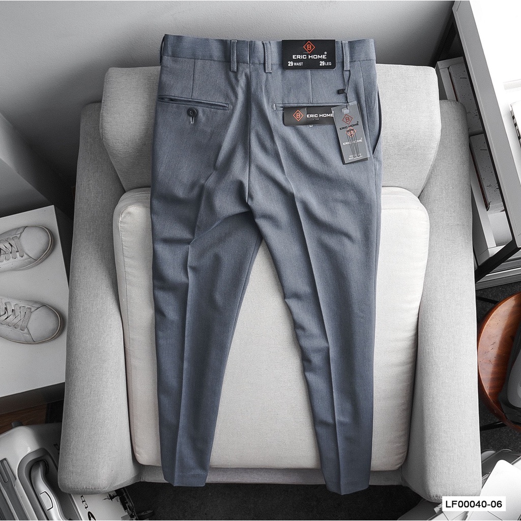Quần tây âu nam Eric-Home vải Cotton lạnh form Slimfit hàng VNXK cao cấp D365-QTN18