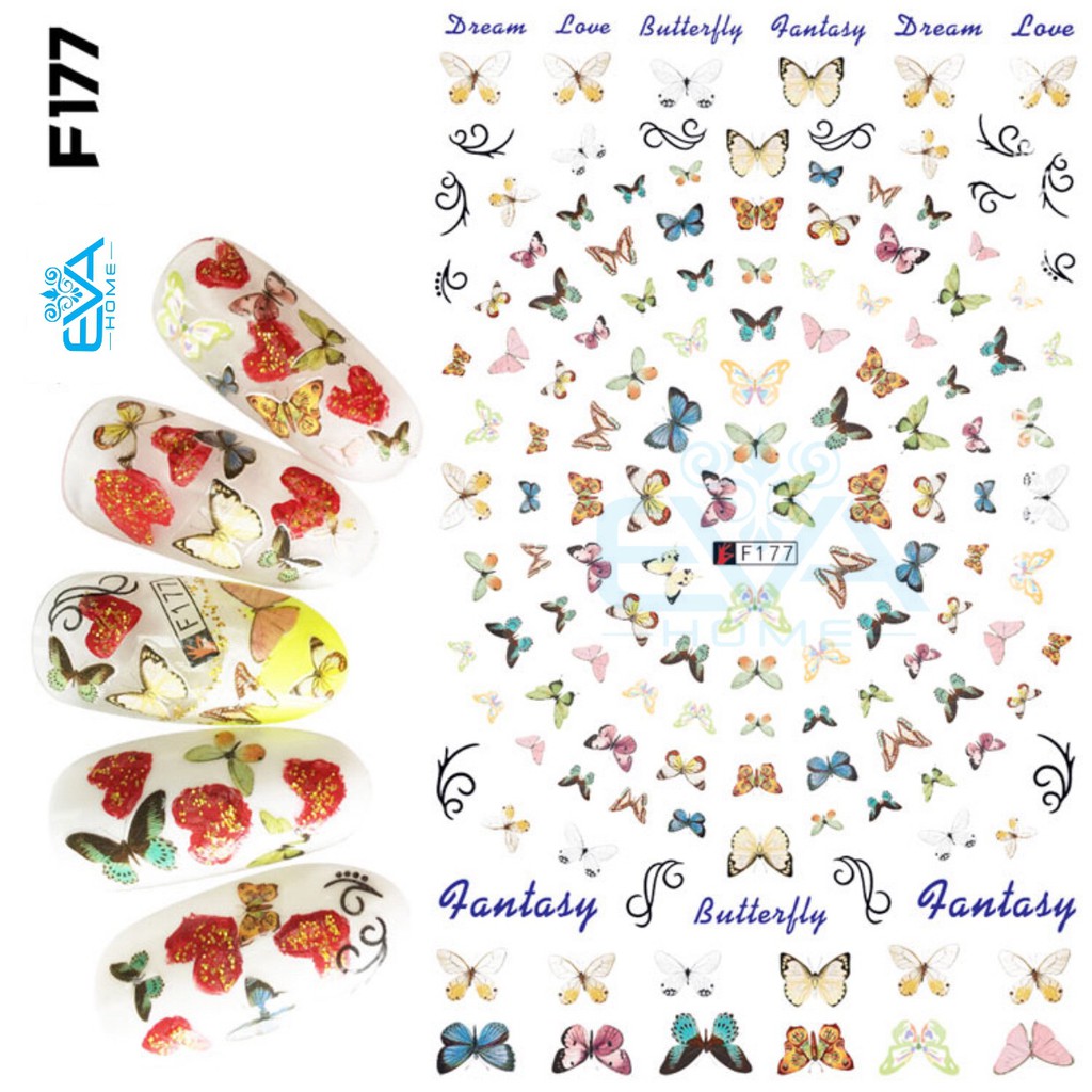 Miếng Dán Móng Tay 3D Nail Sticker Tráng Trí Hoạ Tiết Bướm Butterfly Fantasy F177