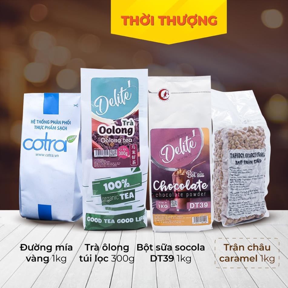 COMBO TRÀ SỮA THỜI THƯỢNG ( Trà Olong + Bột sữa socola DT39 + Trân châu + Đường đen)