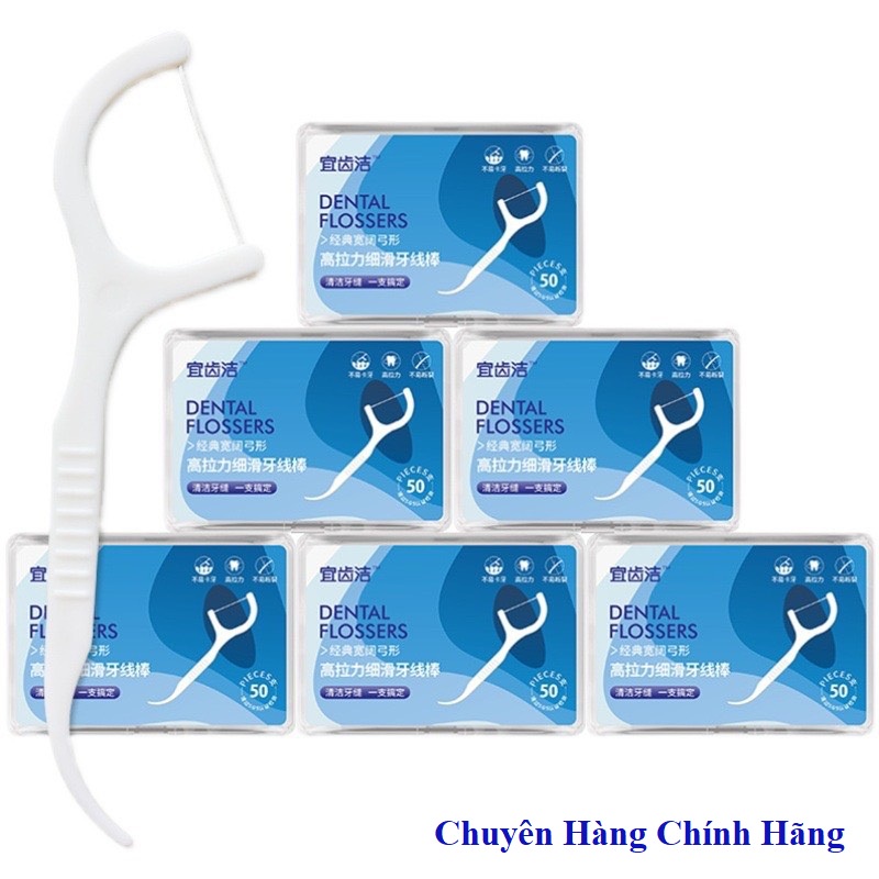 Hộp Tăm Chỉ Nha Khoa 50 CÂY Vệ Sinh Răng Miệng DENTAL FLOSSERS