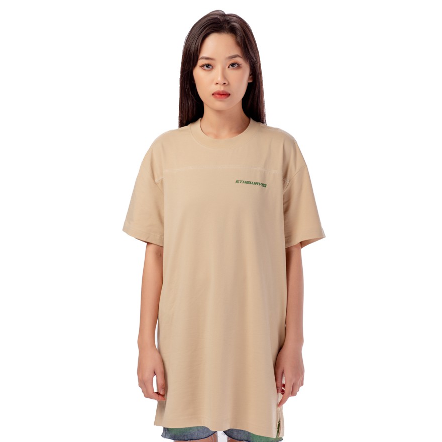 [Mã FAMALLT5 giảm 15% đơn 150K] 5THEWAY® /copyright/ LongLine Tee™ in WARM SAND aka Áo Thun Nâu Nhạt Tay Ngắn