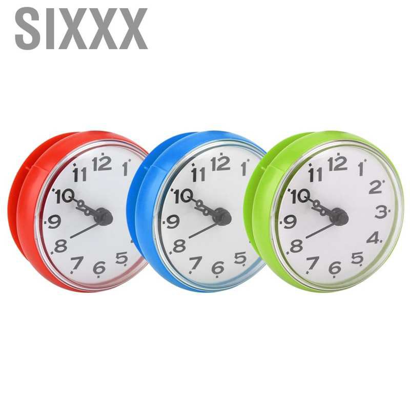 Sixxx Waterproof Suction Wall Window Mirror Bath Shower Clock Home Bathroom Decoration