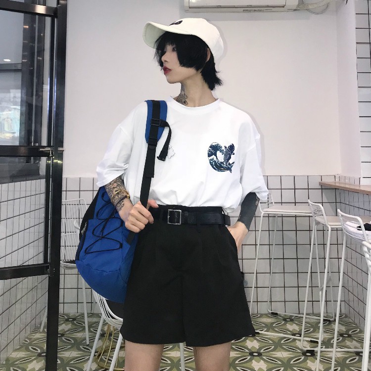 Áo thun nữ tay lỡ form rộng unisex Cá Chép Om Dưa Tiger.86 AFR26