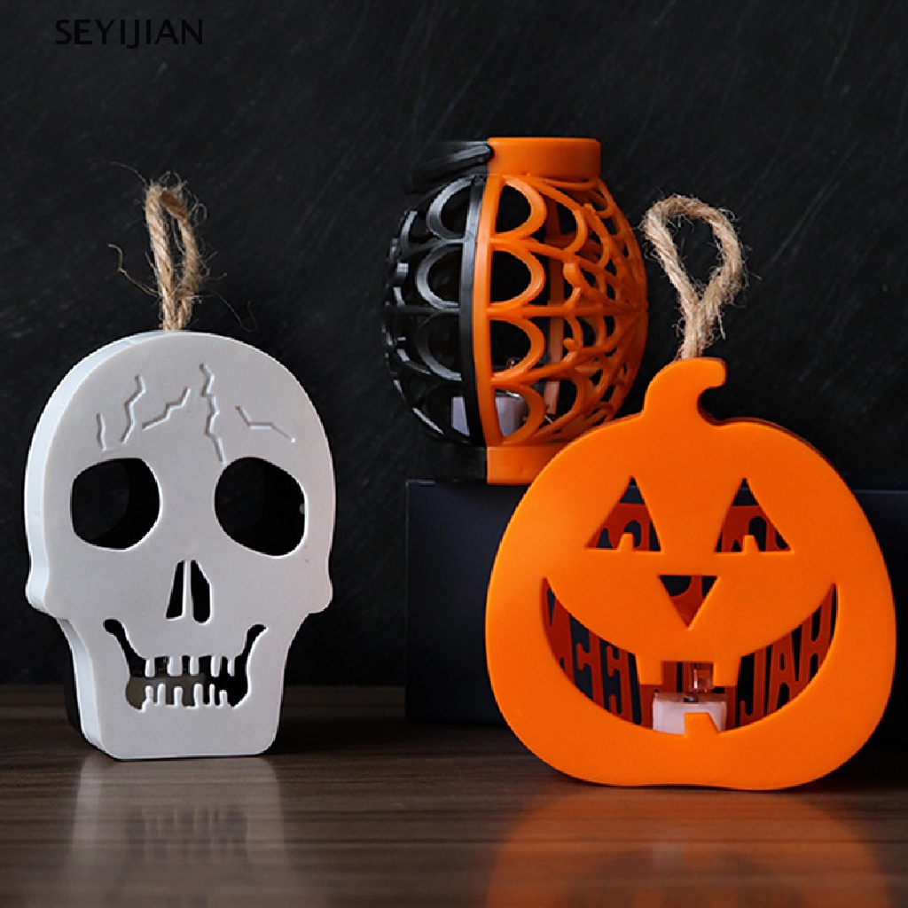 Sey Đèn Lồng LED Hình Bí Ngô Ma Quỷ Bí Ngô Trang Trí Cây Thông Giáng Sinh Halloween JAN