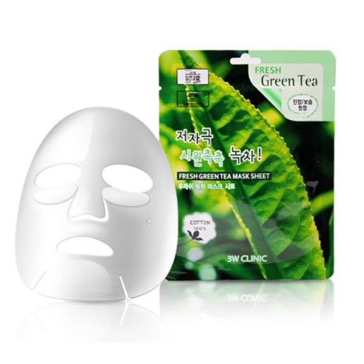 Combo 5 Mặt nạ dưỡng da giảm mụn 3W Clinic Fresh Green Tea Mask Sheet 23ml x 5