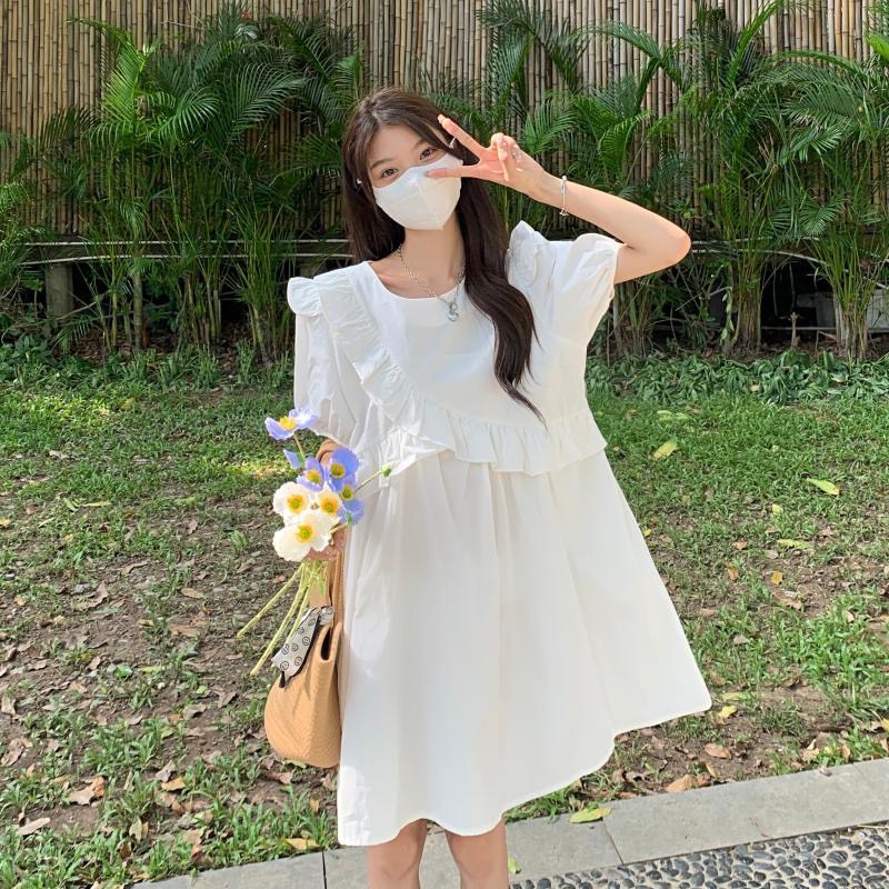 [Ảnh thật/Sẵn] Váy babydoll viền bèo vai chéo ngực dáng xòe tay bồng ulzzang