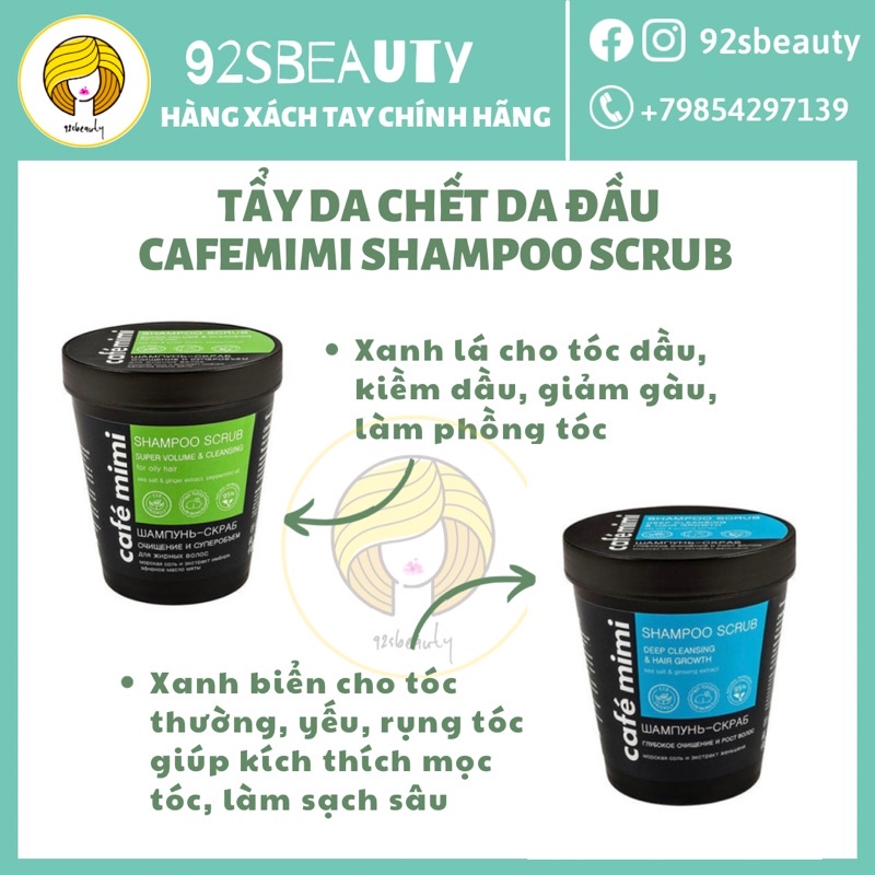 [Đủ bill] Tẩy da chết da đầu Cafe Mimi Super Volume Shampoo Scrub làm sạch sâu ngừa bết tóc, sạch gàu