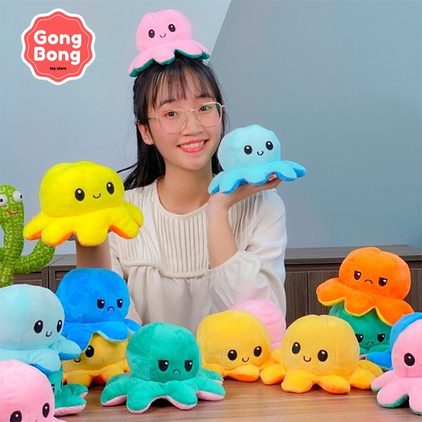 Gấu bông bạch tuộc cảm xúc reversible octopus 20cm, gấu bông 2 mặt cute xinh xắn GongBong Store