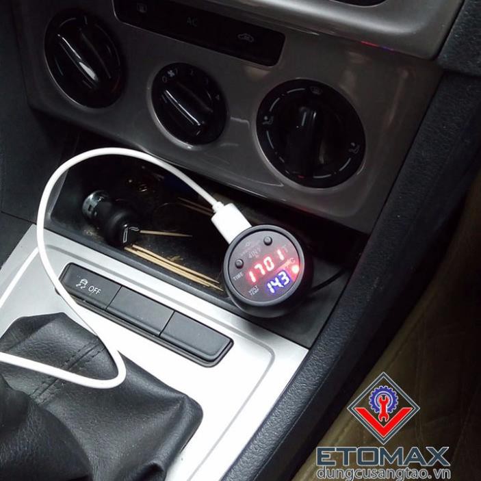 [SALE SỐC]  Tẩu sạc điện thoại kiêm đồng hồ đo điện áp, nhiệt độ trên ô tô