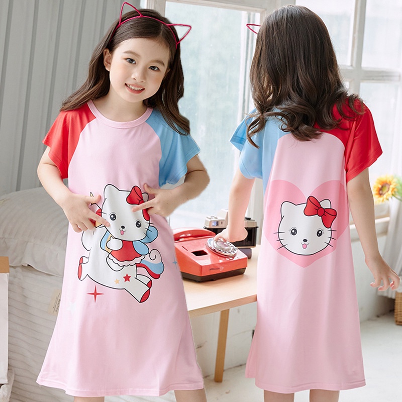 Đồ ngủ In Hoạt Hình Pikachu/Hoa Cúc Kiểu Công Chúa Thời Trang Mùa Hè Xinh Xắn Cho Bé Gái